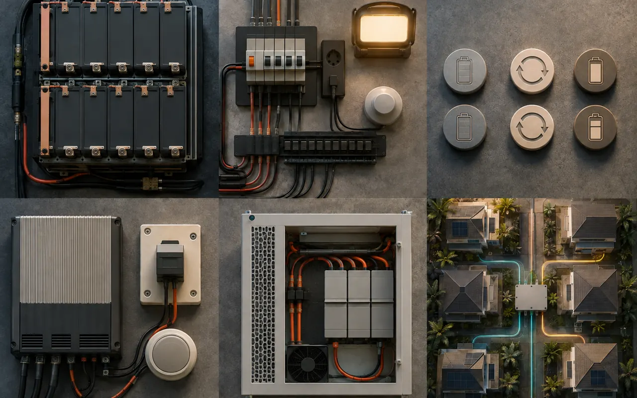 Storage choices shown as six connected clean-energy decisions.